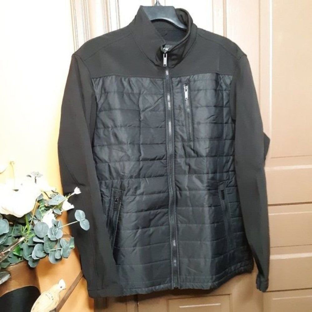 Apt. 9 Men’s Quilted Puffer Moto Winter Black Jacket size XL - Picture 2 of 10